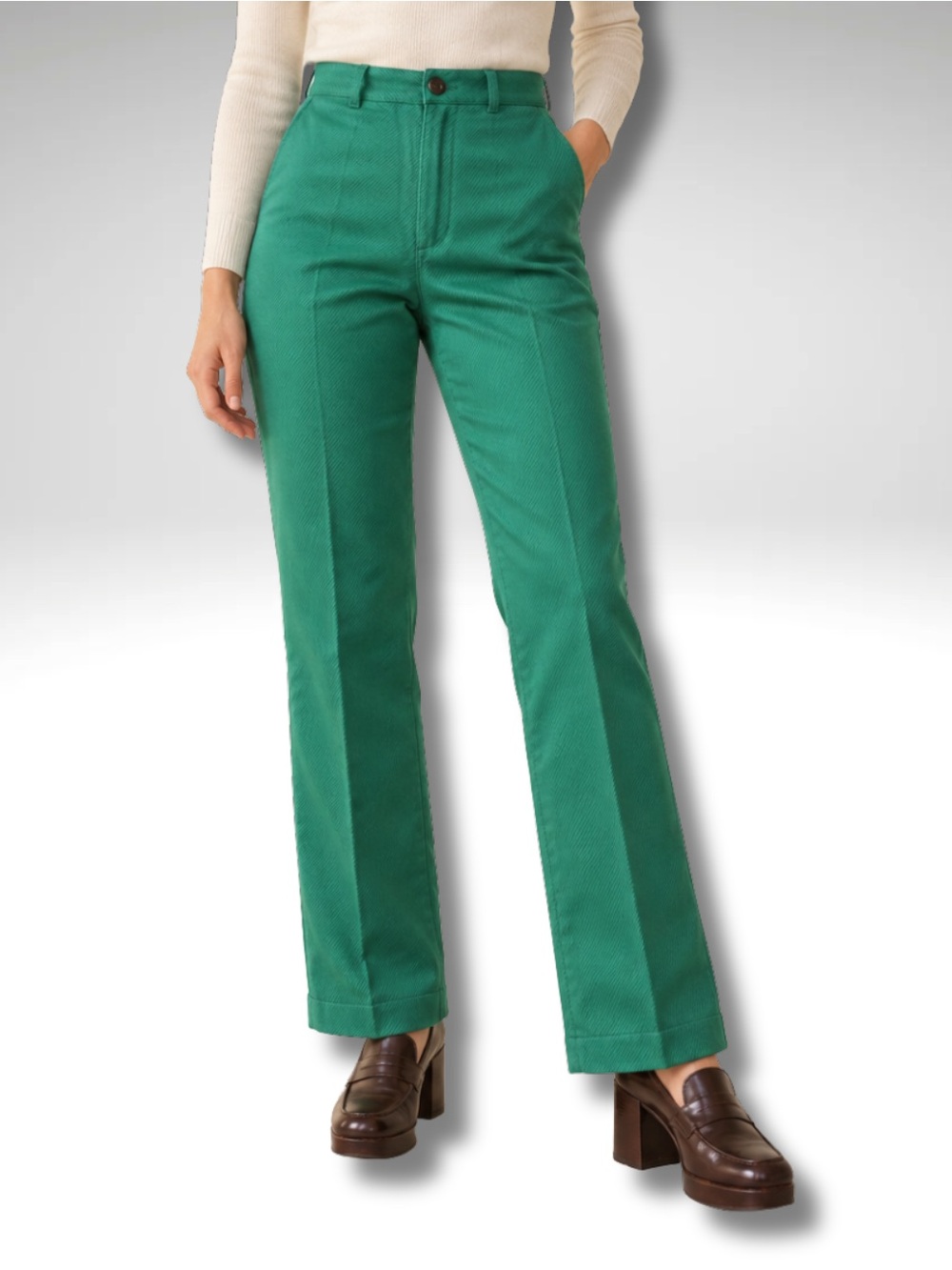 Vintage 70s Emerald Green Diagonal Rib Flare Pants XS 25W